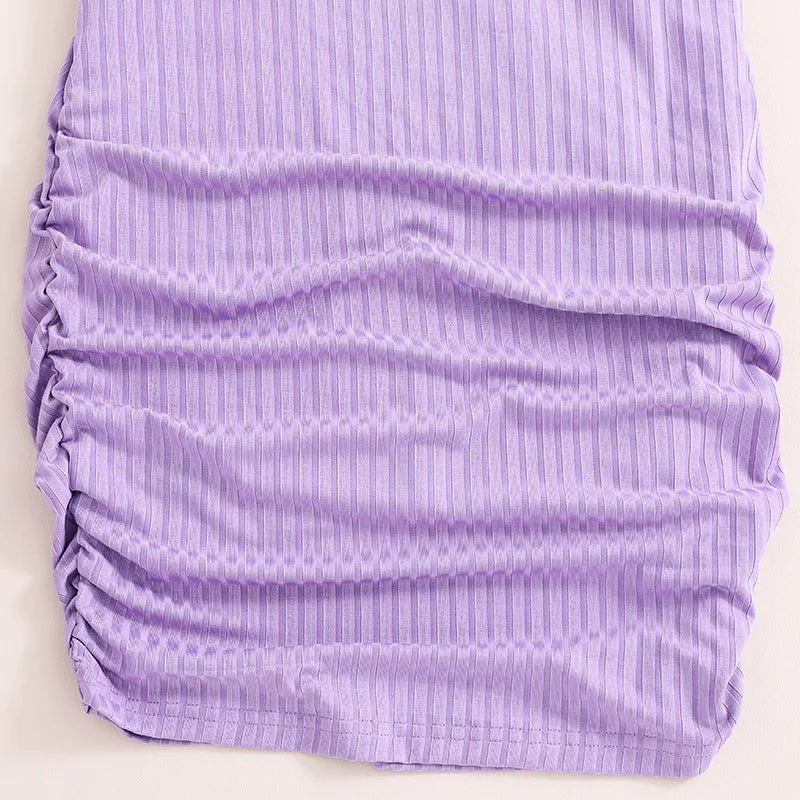 2024 Summer Girls Purple Sleeveless Vest Dress Preppy Style Outifits Holiday Vacation Party Daily Casual Cute Sporty style
