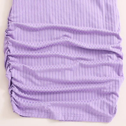 2024 Summer Girls Purple Sleeveless Vest Dress Preppy Style Outifits Holiday Vacation Party Daily Casual Cute Sporty style