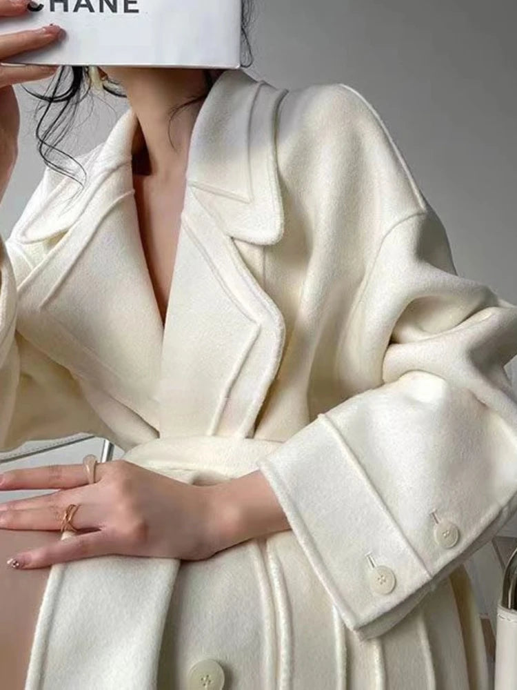 Fashion New Women Elegant Casual Woolen Coat Vintage Loose Solid Chic Fall Winter Outerwear Overcoat Female Clothes Warm Cloak