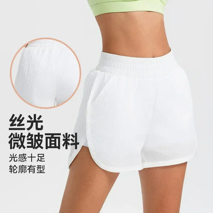 AL Summer Shorts Women Sweat Absorbing Quick Drying Fitness High Waisted Yoga Hot Pants Anti Exposure Sports Training Shorts