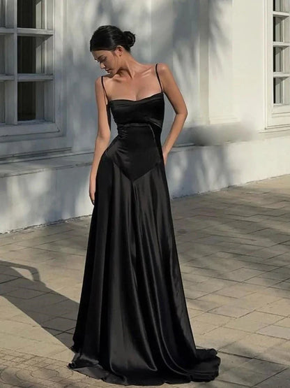 Suninheart Summer Black Spaghetti Strap Lace Up Formal Dress Sequin Hollow Out Prom Party Evening Dress Sexy Women New In Dress