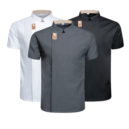 Chef Restaurant Jacket for Men Women Short Sleeve Bakery Waiter Uniform Cook Coat