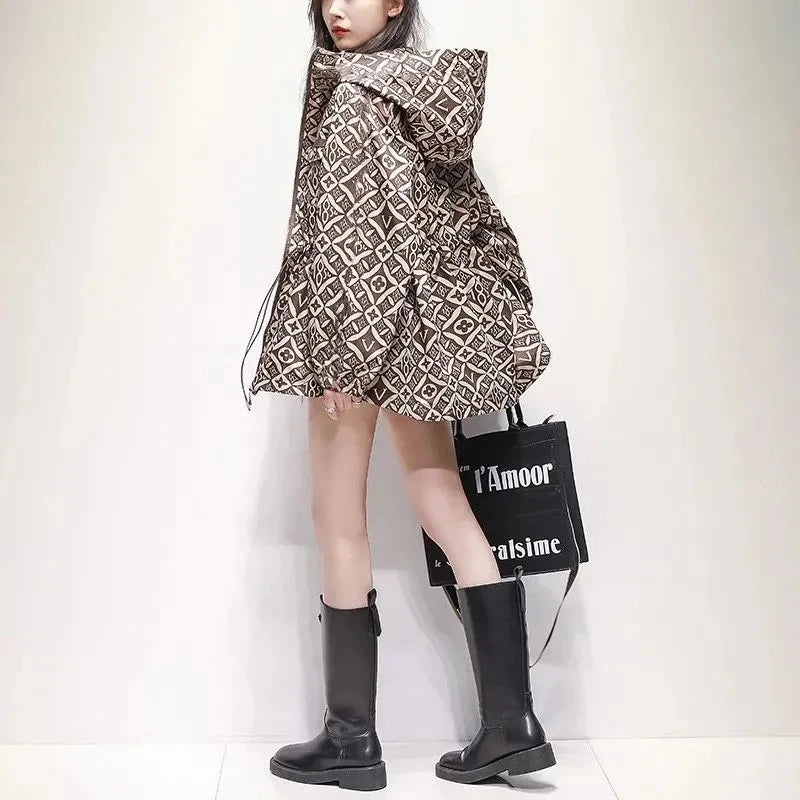 Trench Coat Womens 2023 New Spring Autumn Fashion Slim Short Windbreaker Jacket Large Size Hooded Female Outerwear Top