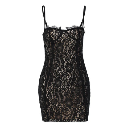 Elegant Lace Dress Black Slip Dress Sleeveless Party Dresses Vintage Birthday Dress for Women Bodycon Corset Dress Summer Vestid