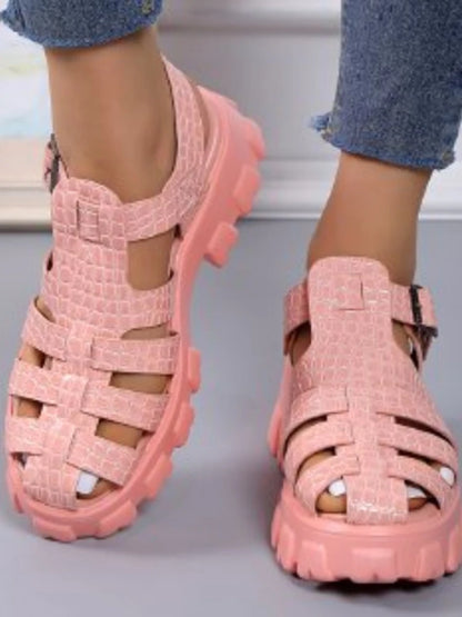 2023 New Thick Sole Sandals Women Wrap Toe Hollow Outs Roman Sandalias Women Casual Beach Shoes Summer Platform Sandals Woman