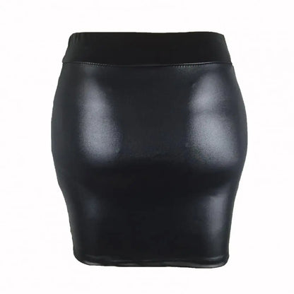 Skinny Matte Faux Leather Mini Skirts Women High Waist Solid Color Slim Fit Bodycon Skirts Summer