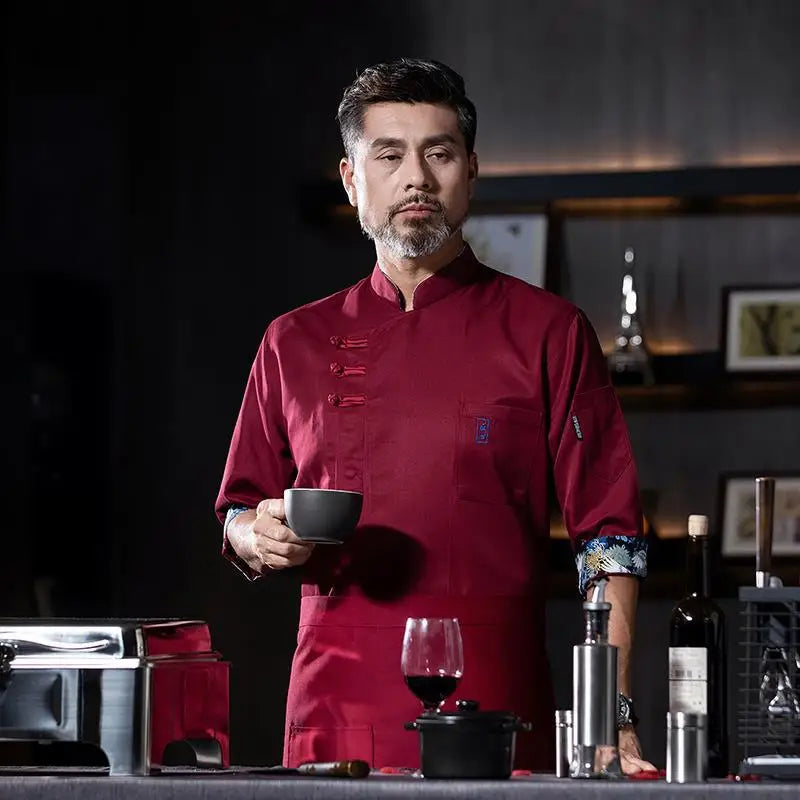 Overalls Male Long and Short Sleeve Dining Hotel Rear Kitchen Clothes Waiter Chef Uniform Female