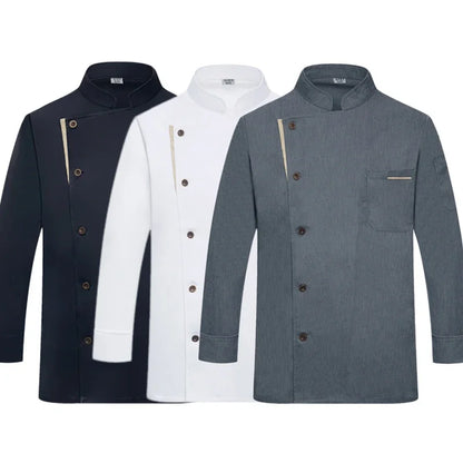 Chef Jacket Long Sleeve Men Women Restaurant Kitchen Cook Coat Waiter Uniform