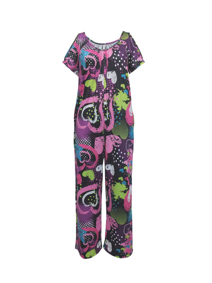 2024 AliExpress Europe and America cross-border Plus Size women's summer new camisole printed V-neck jumpsuit