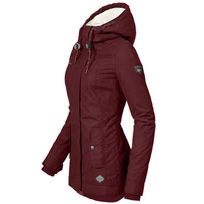 2024 New UZZDSS Winter Women Warm Parkas Hooded Thick Plush Winter Coats Female Mid-Long Cotton Jacket Warm Coat Outwear