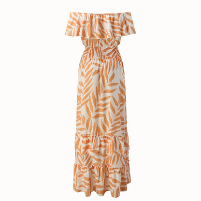 Summer Outfits For Women  Casual Beach Style Off Shoulder Dress Short Sleeves Slash Neck Floral Flowy Boho Long Dresses