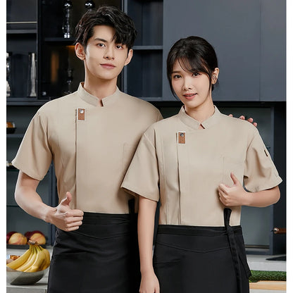Restaurant Waiter Work Uniform for Catering Chefs  Chef Work Uniform,Short Sleeved Restaurant Kitchen Uniform