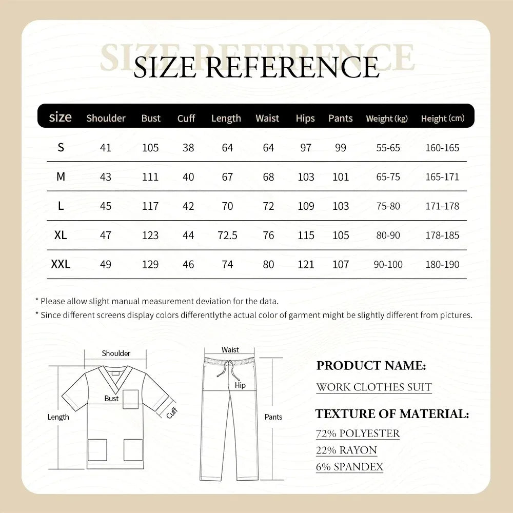 Slim Fit Medical Scrubs Uniform Women Scrub Sets Nursing Accessories Hospital Surgery Gowns Dental Clinic Beauty Salon Workwear