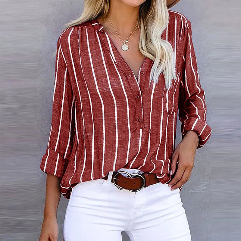 Casual Loose Striped Shirts For Women Autumn Vintage Women's Oversized Shirts And Blouses Fashion Elegant Youth Female Tops