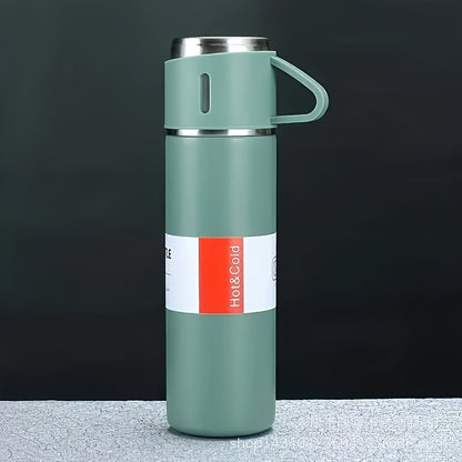 1pc/1 Set, Vacuum Flask, Stainless Steel Insulated Water Bottle With Extra 2 Lids, Travel Thermal Cups, For Hot And Cold Beverages, Summer Winter Drinkware, Gifts