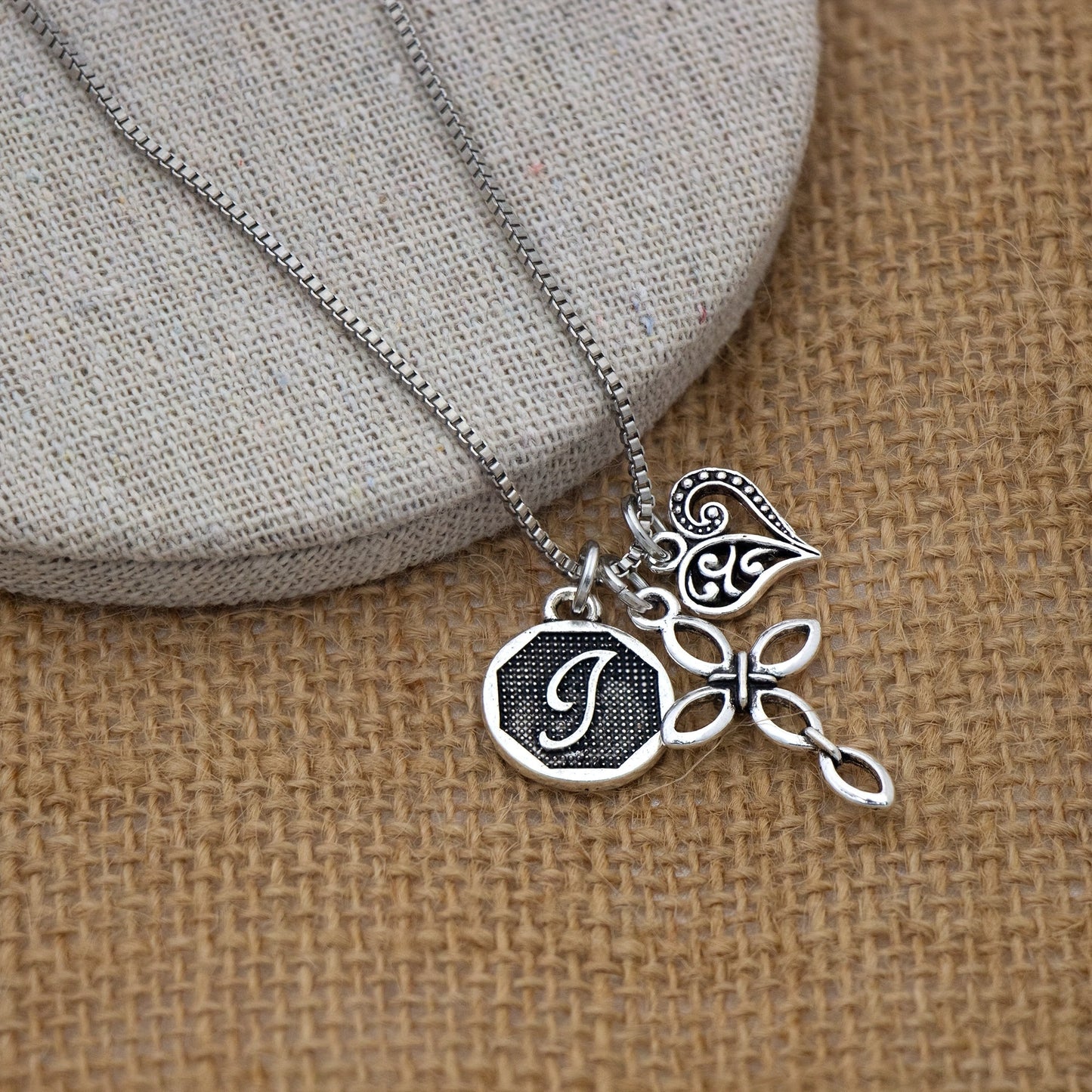1pc Silvery Initial A-Z Square Chain Necklace For Men Women, Letter Heart Cross Pendant Necklaces, Valentine's Day Birthday Jewelry Gifts