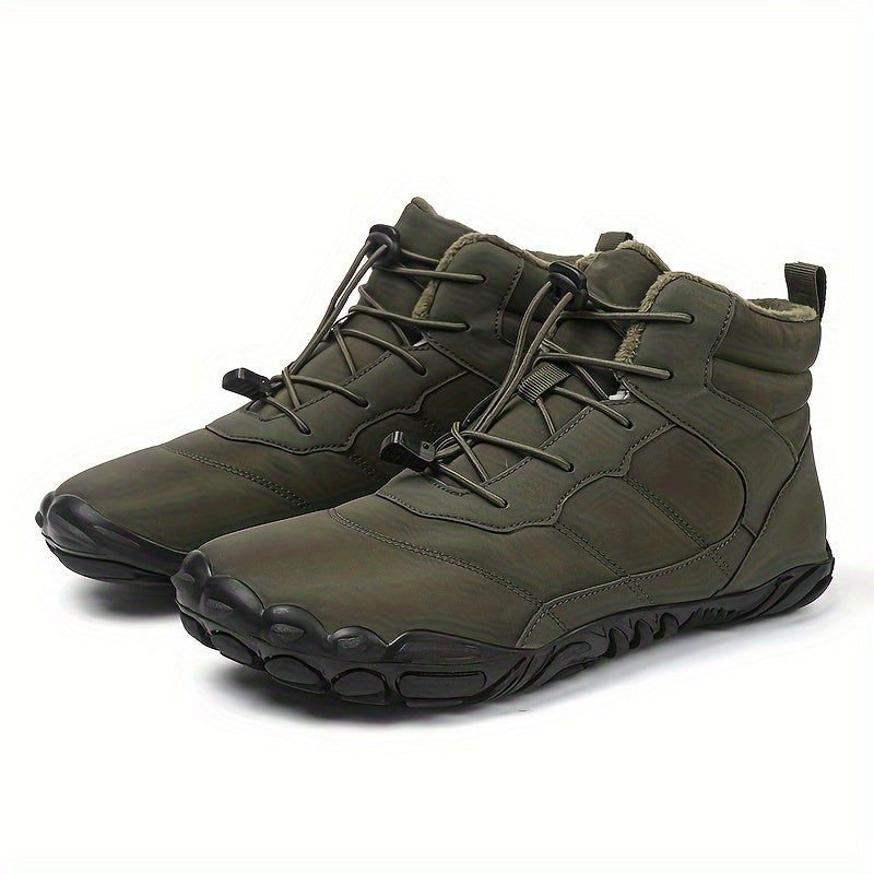 Men's Trendy High Top Snow Boots, Comfy Non Slip Solid Shoes For Men's Outdoor Activities