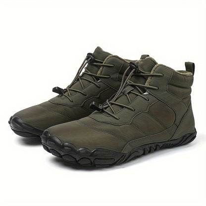Men's Trendy High Top Snow Boots, Comfy Non Slip Solid Shoes For Men's Outdoor Activities