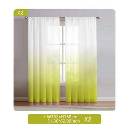 2 Panels Semi Sheer Gradient Color Curtains - Rod Pocket, Easy Hang, Light Filtering, Privacy Protection - For Living Room, Bedroom, Kitchen, Office, Study Decor