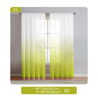 2 Panels Semi Sheer Gradient Color Curtains - Rod Pocket, Easy Hang, Light Filtering, Privacy Protection - For Living Room, Bedroom, Kitchen, Office, Study Decor