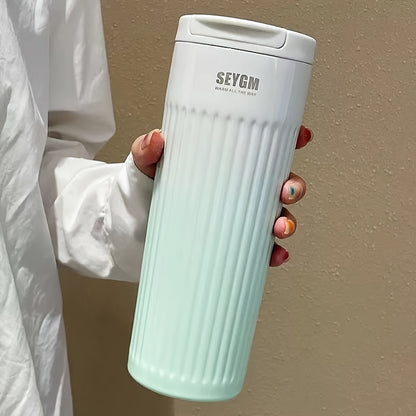 500ml Gradient Insulated Stainless Steel Coffee Tumbler - Wide Mouth, Double-Layer Heat Preservation, Reusable Travel Mug with Silicone Base - Perfect for On-the-Go Coffee Lovers