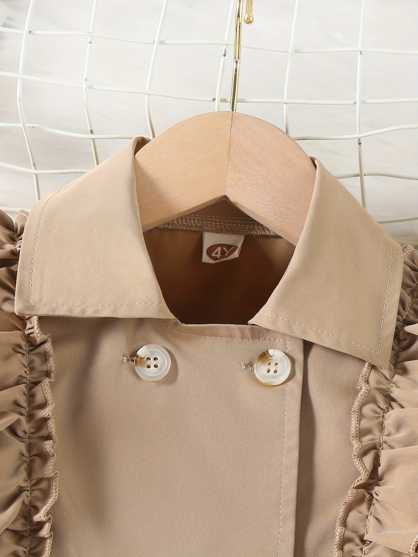 Elegant Flutter Trim Long Sleeve Windbreaker Dress With Beret For Toddler Girls Spring Fall Christmas Gift