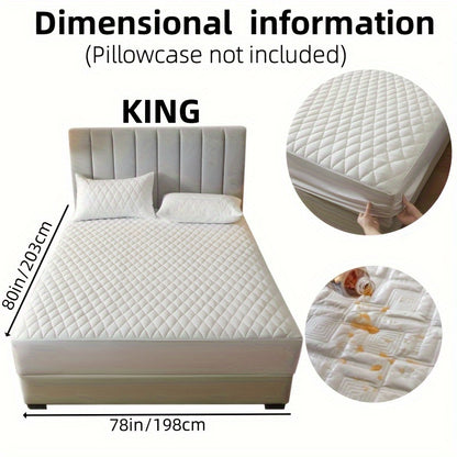 1pc Solid Color Luxurious Mattress Protector - Waterproof, Soft & Cozy Cover - Non-slip All-inclusive Guest Room Bedding - Excludes Pillowcase & Pillow Insert