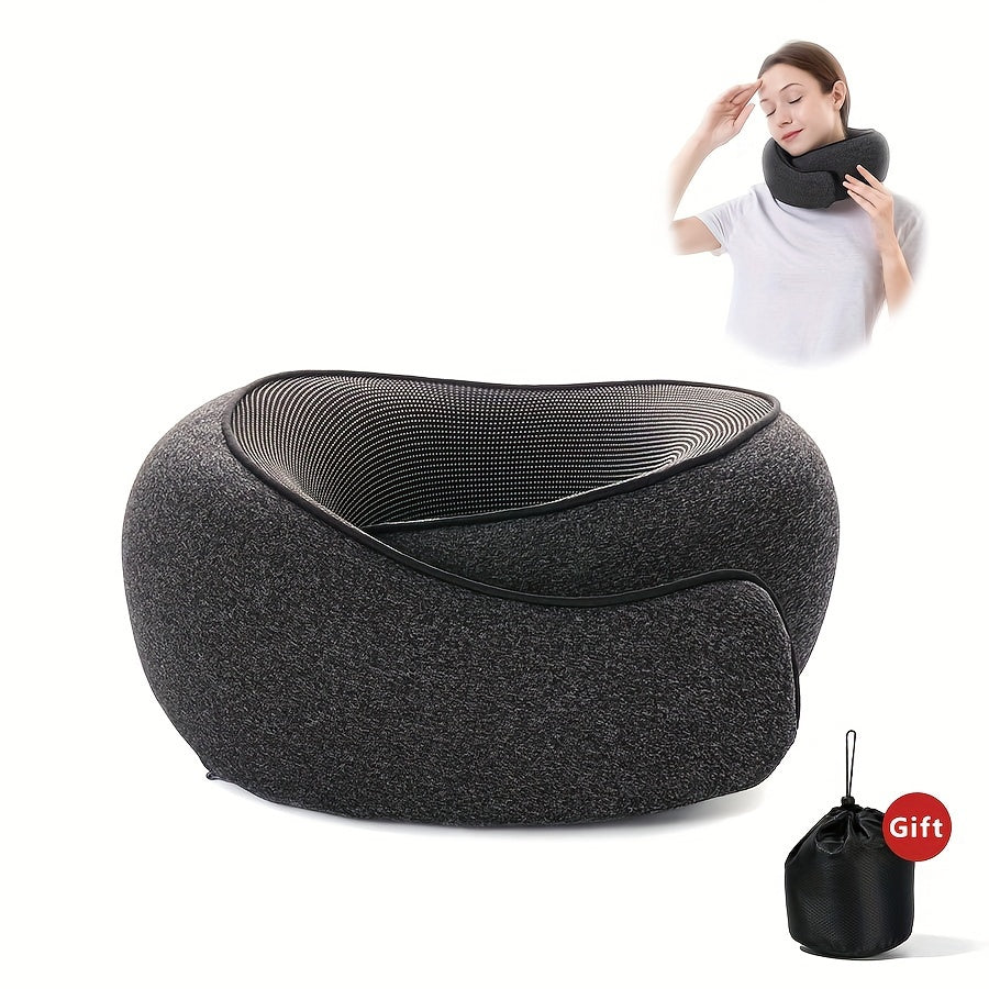 [Customer Favorite] Ultra-Soft Memory Foam Travel Pillow - Portable Neck Support for Airplane, Car, Office Naps & Home Use - Grey