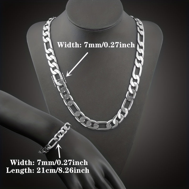 Y2K Inspired Unisex Stainless Steel Jewelry Set – Classic His & Hers Necklace and Bangle, Durable & Trendy