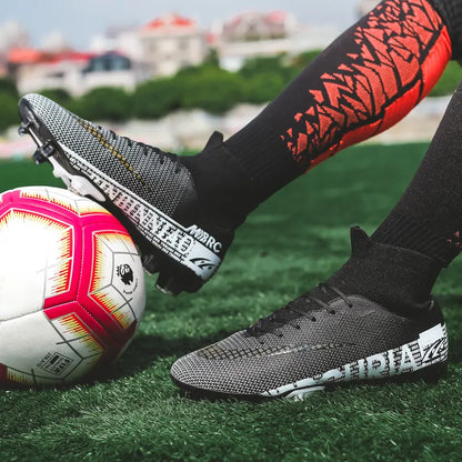 Blue Men Soccer Shoes Teenage Breathable Football Boots Adult Kids TF/FG Cleats Professional Playing Field Sneakers Size 35-44