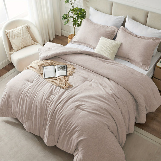 3-Piece Luxurious Boho Comforter Set - Ultra-Soft, Breathable, and Fluffy Bedding for All Seasons - Includes 1 Comforter and 1-2 Pillow Shams with Cationic Dyeing for Vibrant Colors