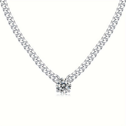 1.0ct/2.0ct/3.0ct/S925 Silver Moissanite Necklace/Blaze/Male/Female/Atmosphere Fashion/Party/Anniversary/Gift for Man/Woman/Girlfriend w/Certificate/18K Platinum Plated/Holiday Gift GRA Certificate