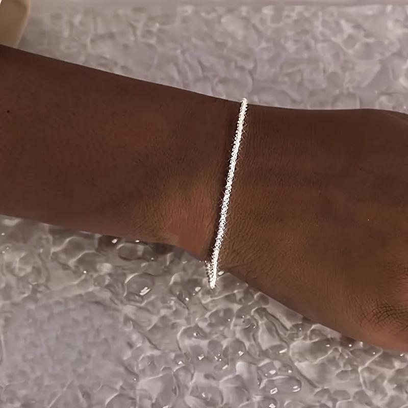 Luxurious 925 Silver-Plated Sparkling Bracelet - Slim, Adjustable, and Durable Design for Daily Wear - Perfect Holiday Gift for Beautiful Women, Ideal for Any Occasion