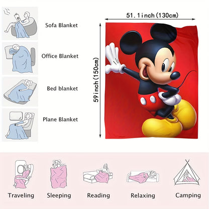 UME Mickey Mouse Flannel Throw Blanket - Soft, Warm & Cozy for Couch, Bed, Travel, Camping | All-Season Comfort