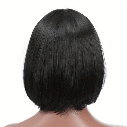 10 Inch Vibrant Short Bob Wigs with Bangs - Heat Resistant, Straight, Ombre, Synthetic Hair Replacement Wigs for Women - Perfect for Daily Wear, Party, Halloween, and Cosplay