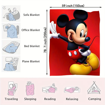 UME Mickey Mouse Flannel Throw Blanket - Soft, Warm & Cozy for Couch, Bed, Travel, Camping | All-Season Comfort