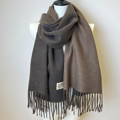Double-Sided Two-Color Scarf - Soft, Warm, and Windproof Knitted Shawl for Unisex - Autumn Winter Coldproof Neck Guard with Tassel