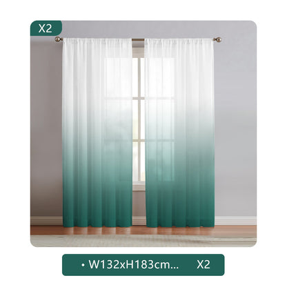 2 Panels Semi Sheer Gradient Color Curtains - Rod Pocket, Easy Hang, Light Filtering, Privacy Protection - For Living Room, Bedroom, Kitchen, Office, Study Decor