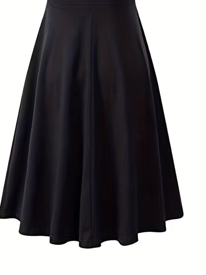 Flare Dress - Cozy Long Sleeves, Effortless Casual Style, Classic Crew Neck, Flattering A-line Silhouette - Perfect for Transitional Seasons, Spring and Fall, Designed Exclusively for Women