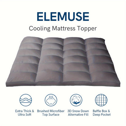 2inch Mattress Topper For Back Pain, Extra Thick Mattress Pad Cover, Plush Soft Pillowtop With Elastic Deep Pocket, Overfilled Down Alternative Filling
