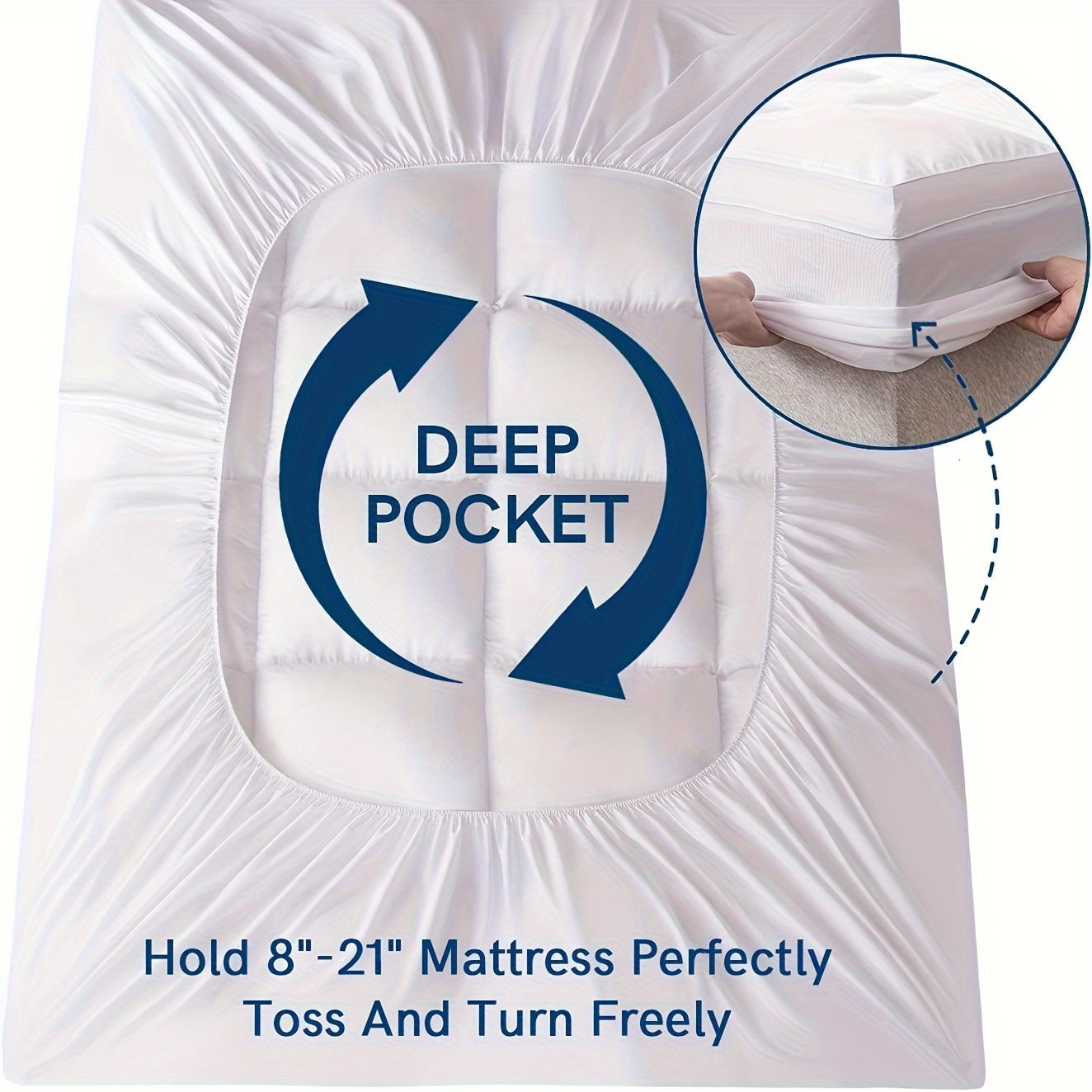 2inch Mattress Topper For Back Pain, Extra Thick Mattress Pad Cover, Plush Soft Pillowtop With Elastic Deep Pocket, Overfilled Down Alternative Filling