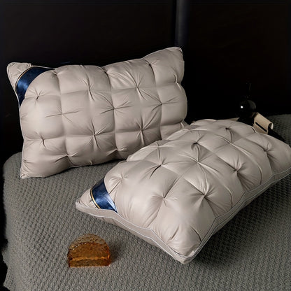 CozySoft Knit Bed Pillow - Ultra-Comfortable Neck Support with Zipper Closure, Non-Deformable Tufted Design, Hand Washable, Flower Craftsmanship, Polyester Fiber Filling, Adult All-Season Multipurpose Use, Single Pack