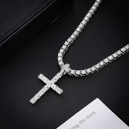 Hip hop cross pendant necklace, Cuban chain necklace, fashion accessories for men and women, birthday gifts