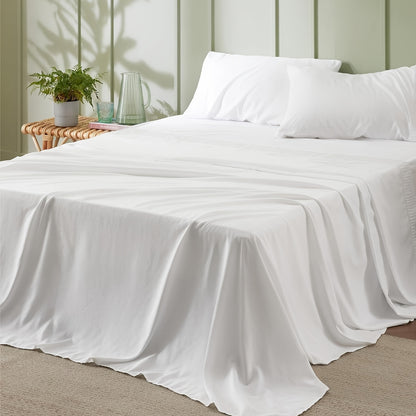 4pcs Luxurious Microfiber Sheet Set - 14" Deep Pocket, Exquisite Pinch Pleat, Shrink-Resistant, Fade-Resistant, Soft & Comfortable Bedding Set With Pillowcase, Flat Sheet, Fitted Sheet - Modern Design For All Season, Dorm Bedding For College Set