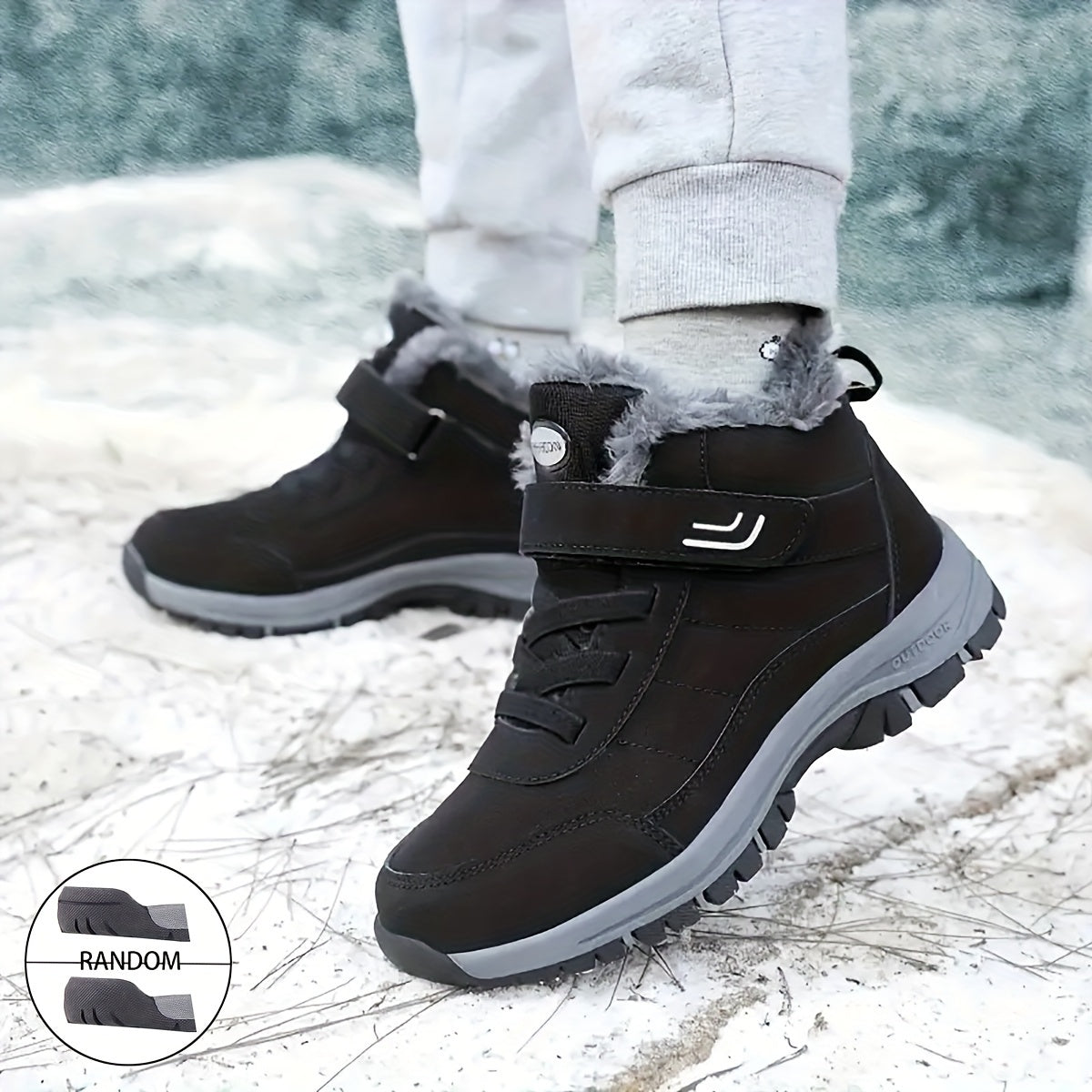Men's Winter Fashion Snow Boots - Warm, Non-Slip, Durable With Hook-and-loop Fastener Closure, Comfortable Ankle High In Multiple Colors