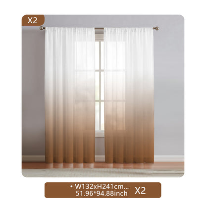 2 Panels Semi Sheer Gradient Color Curtains - Rod Pocket, Easy Hang, Light Filtering, Privacy Protection - For Living Room, Bedroom, Kitchen, Office, Study Decor