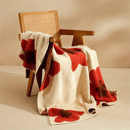 1pc Nordic Flower Pattern Knitted Blanket, Air Conditioning Blanket Warm Cozy Soft Throw Blanket For Couch Bed Sofa