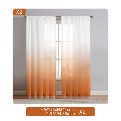2 Panels Semi Sheer Gradient Color Curtains - Rod Pocket, Easy Hang, Light Filtering, Privacy Protection - For Living Room, Bedroom, Kitchen, Office, Study Decor