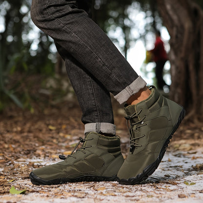 Men's Trendy High Top Snow Boots, Comfy Non Slip Solid Shoes For Men's Outdoor Activities