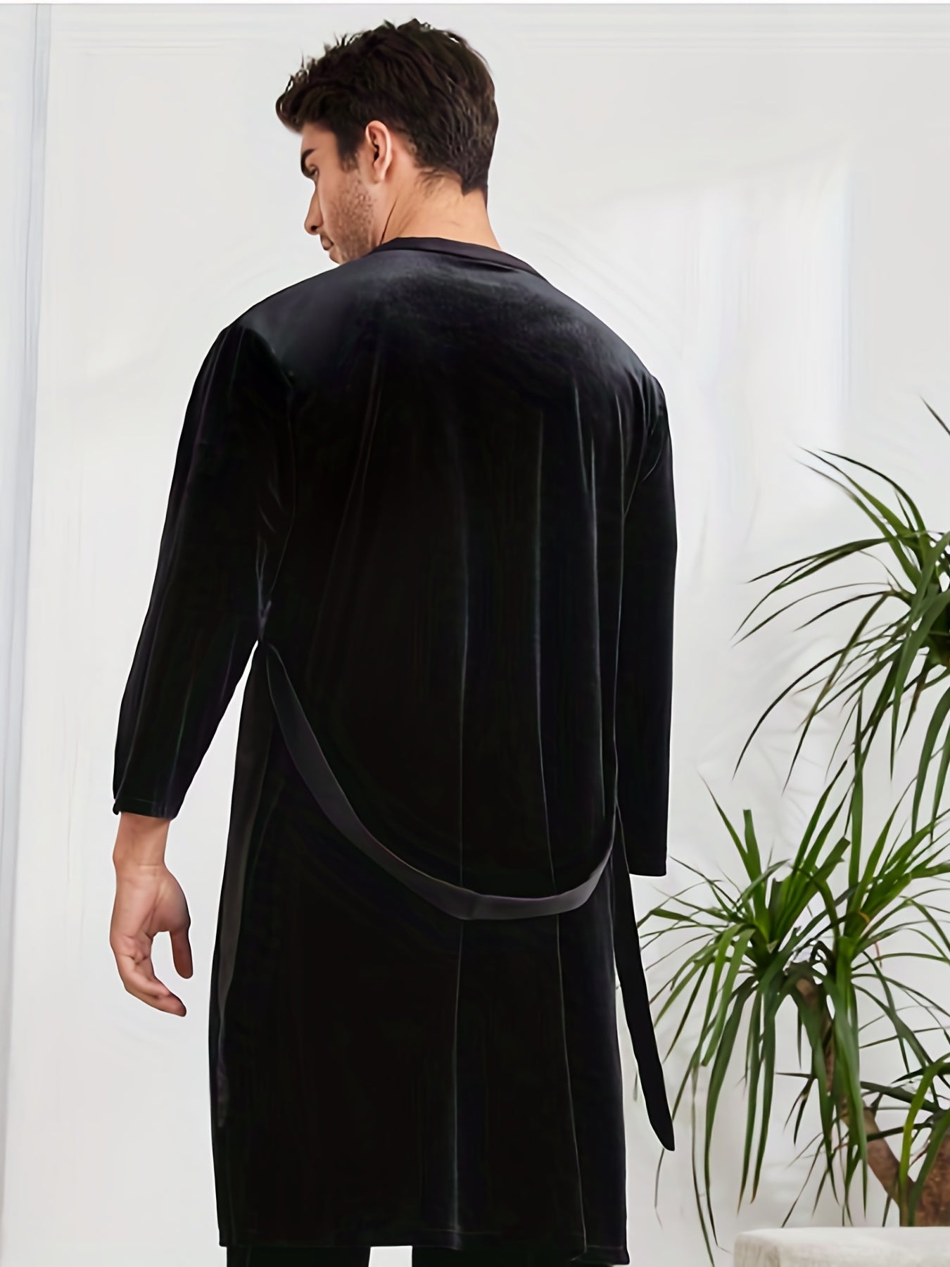 Men's Warm Flannel Soft Comfy Plain Color Robe For Home Pajamas Wear, Attractive Night-robe Sets After A Bath Fro A Good Night